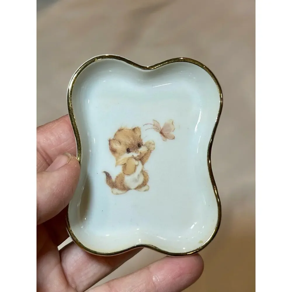 Designers collection: cuddly kittens trinket dish candle plate jewelry plate